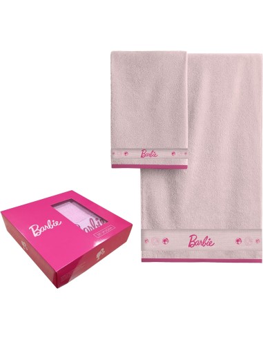 Set 2 Asciugamani Barbie Bagno Rosa con scatola